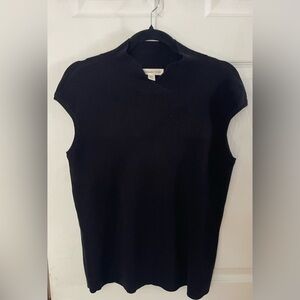 Coldwater Creek Black Cotton Knit Sleeveless Top Large